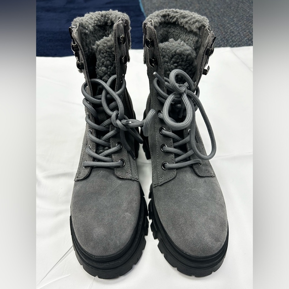 Gray Women's Lace-Up Boots